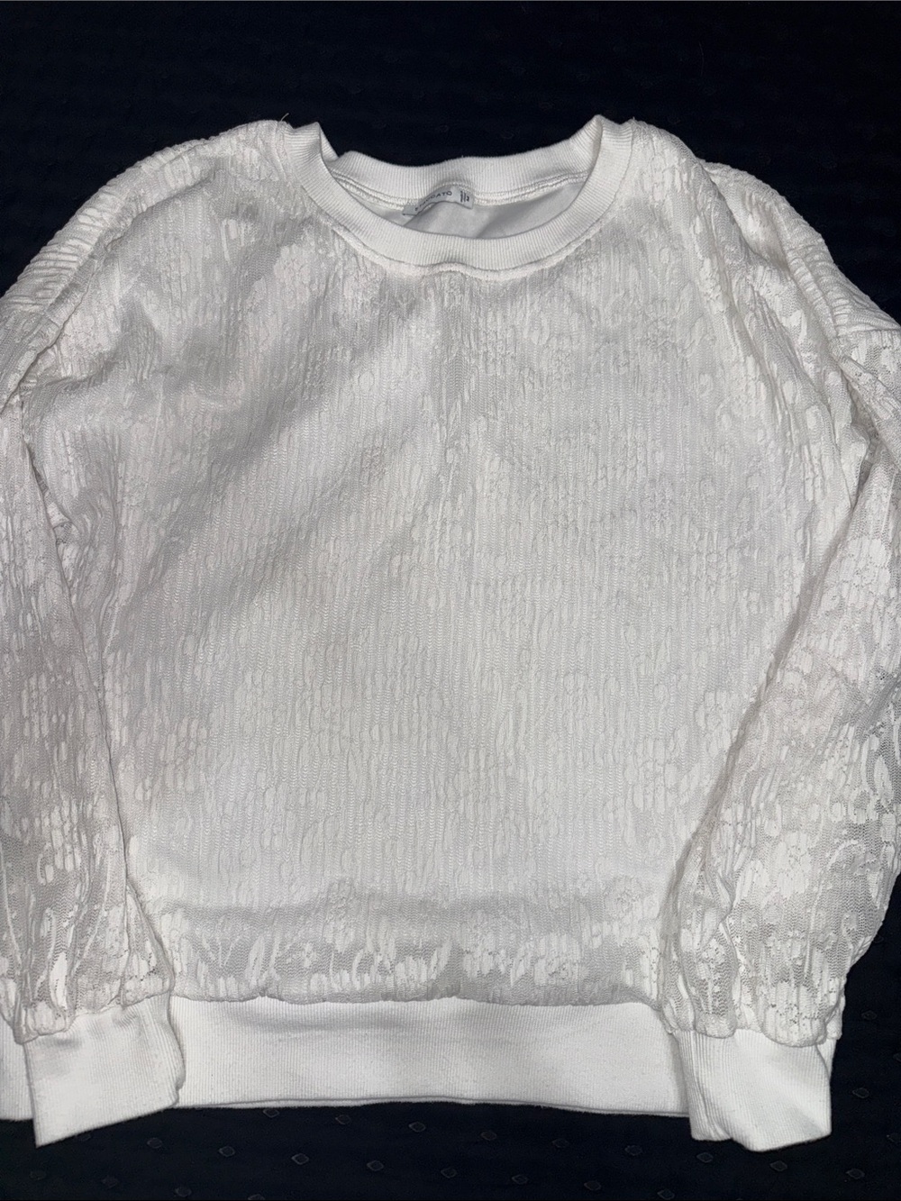 Staccato White Lace-Overlay Crew Neck Sweater